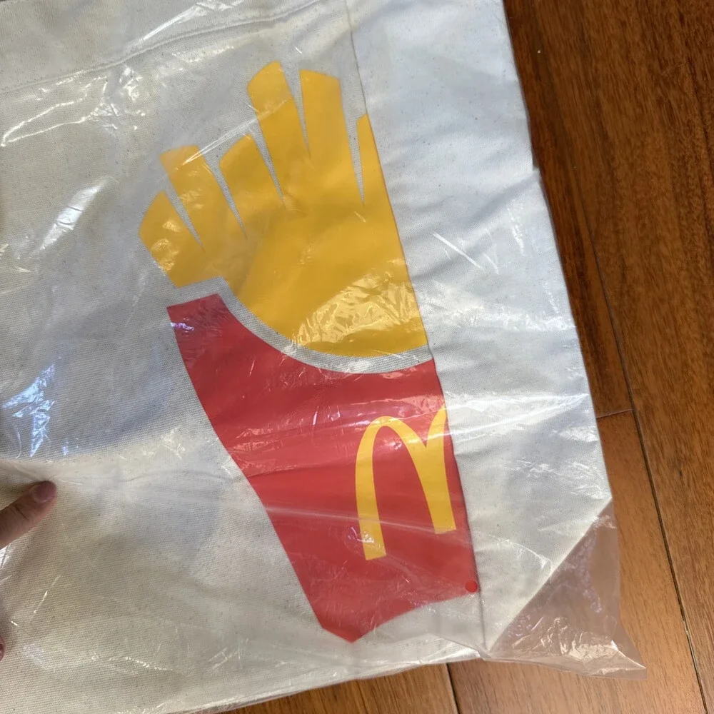 NWT McDonald's French Fries Large 15” High Tote Bag W Pocket Inside Canvas